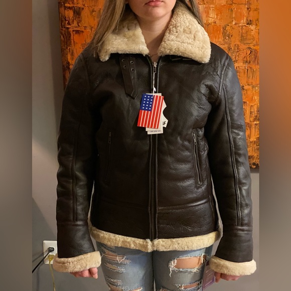 100% Shearling Bomber Lambskin jacket Brand New